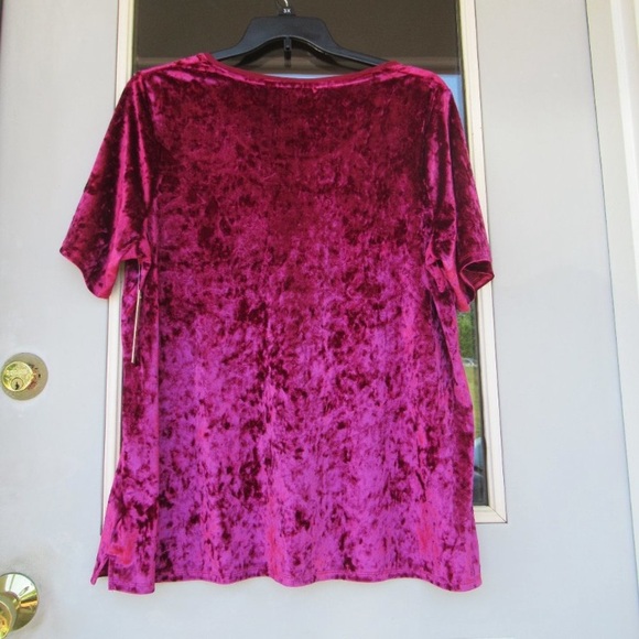 Relist4/3 EVRI velvet like top with pocket short sleeve shirt casual 3X - Picture 7 of 12